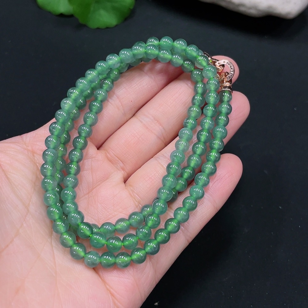 F25928483 Jadeite Bead Necklace Approx. 5.5mm Non-gold Inlaid Total Weight Approx. 32.04g