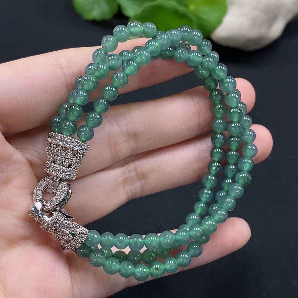 F35091135 Jadeite Beads Strand Size Approx. 4.7mm Total Weight Approx. 22.6g (Non-Gold Inlaid)