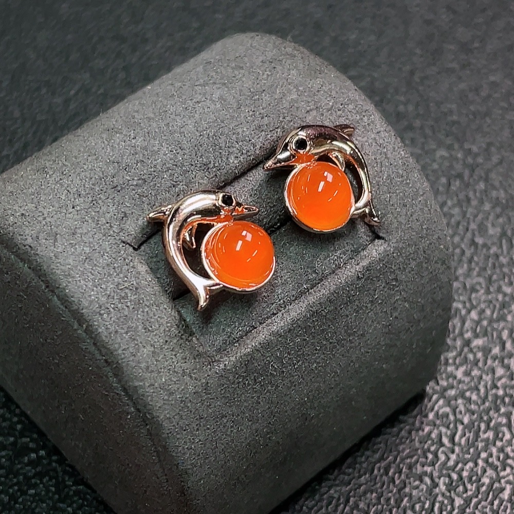 C34039467 South Red Agate Earrings Non-Gold Total Weight Approx. 2.45g Size About 6.2mm