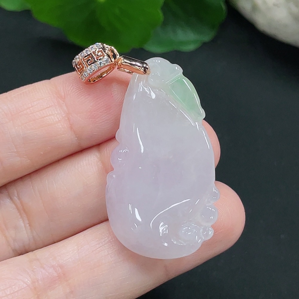 F28293209 Jadeite Fu Shou Pendant, Total Weight Approx. 7.7g (Non-Gold-Inlaid)