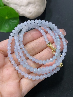 F35087875 Jadeite Bead Necklace Approximately 3.8mm Bead Size Total Weight About 17g Non-Gold Clasp