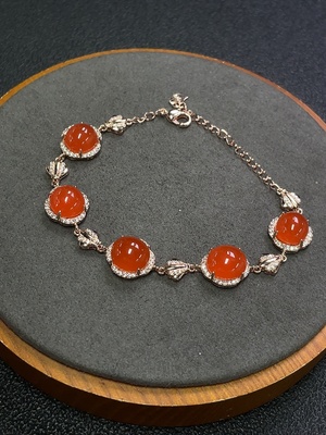 C31579207 Red Agate Bracelet Non-Gold Total Weight Approx.12.26g