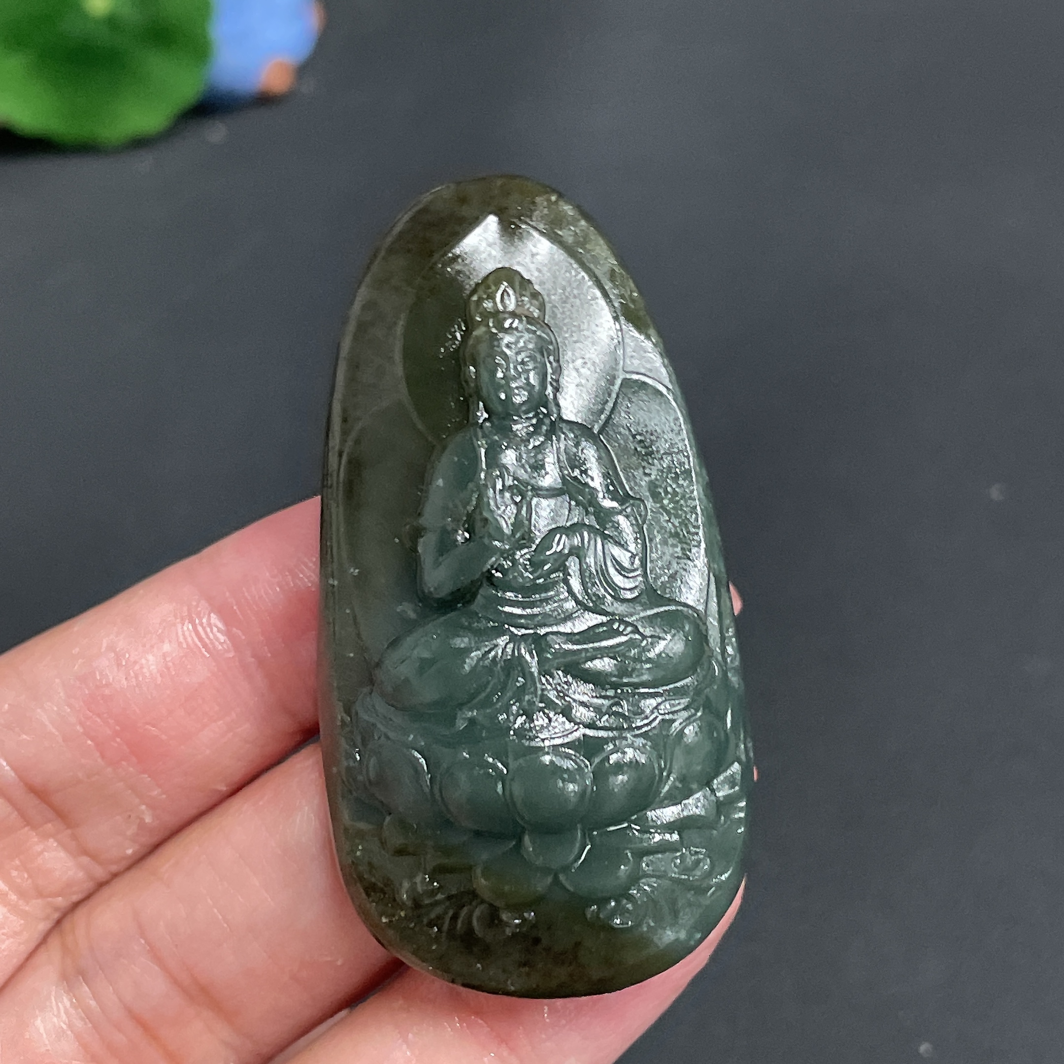 H24804553 Hetian Jade Pendant Guanyin Total Weight about 29.9g