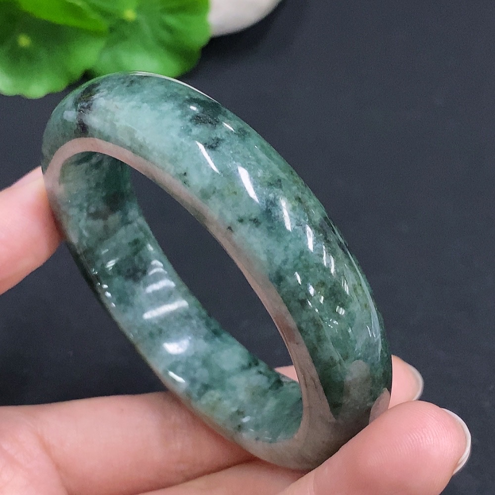 F32807546 Jadeite Circular Bracelet Total Weight Approx. 68.1g Size 52.5 Containing Other Minerals