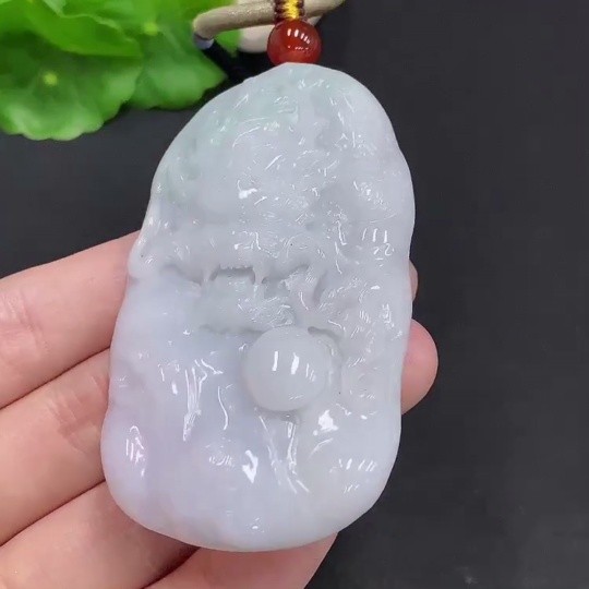 F31623547 Jadeite Dragon Soaring the Four Seas Pendant