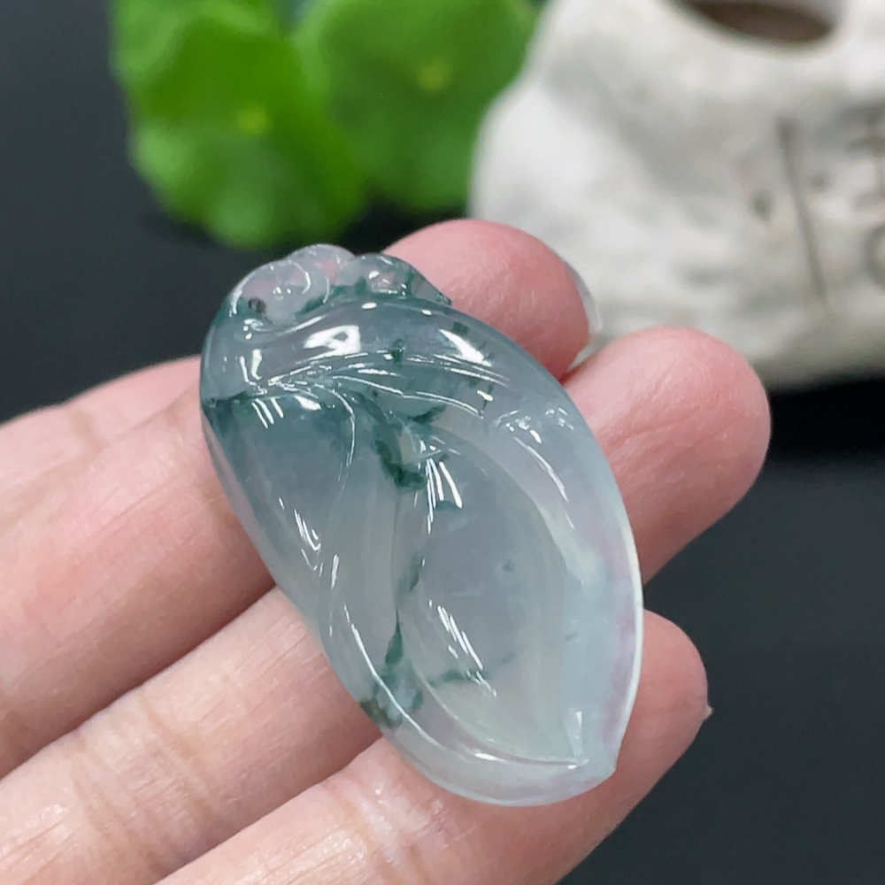 F35108544 Jadeite Magnolia Pendant Total Weight Approx. 10.8g