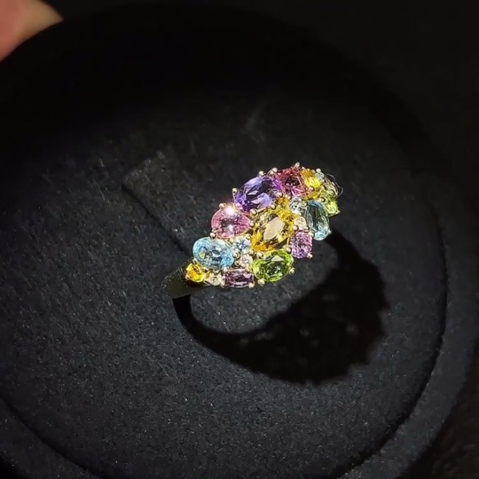 C32815849 Topaz (color origin undetermined) + Crystal + Peridot + Tourmaline + Diamond