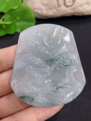 F46516061 翡翠挂件    山水    货品总重约38.8g