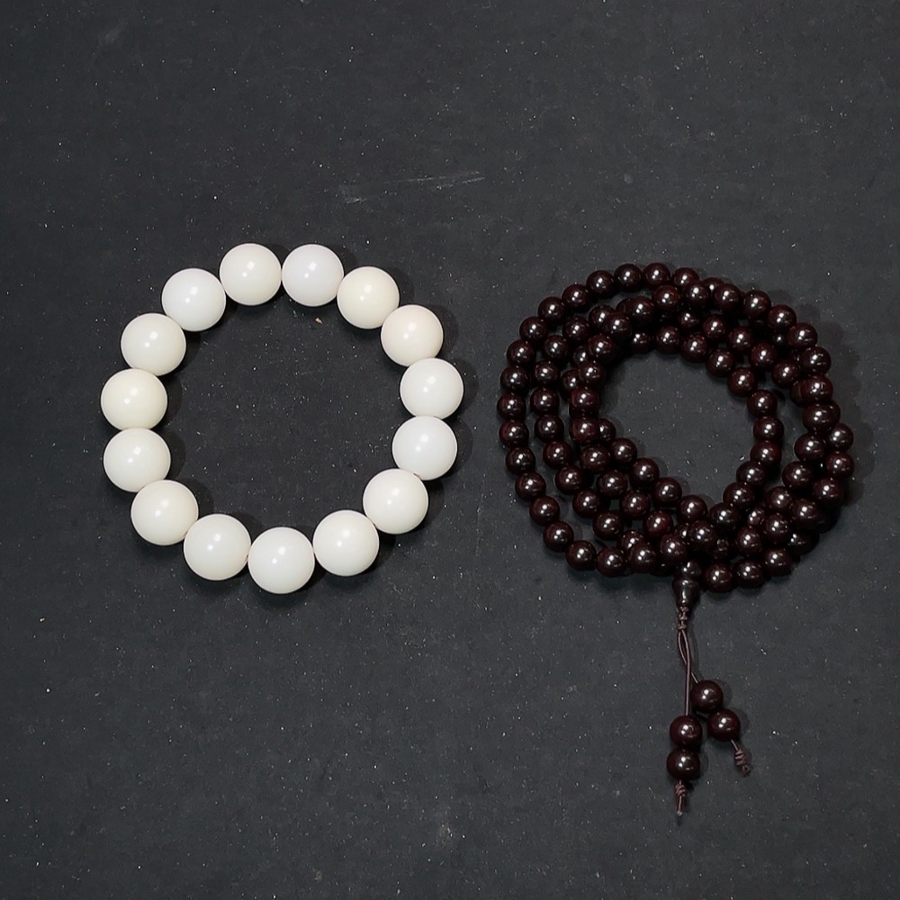 W35144387 Purple Sandalwood Long Strand + Bodhi Root Bracelet (Sell as a Lot)