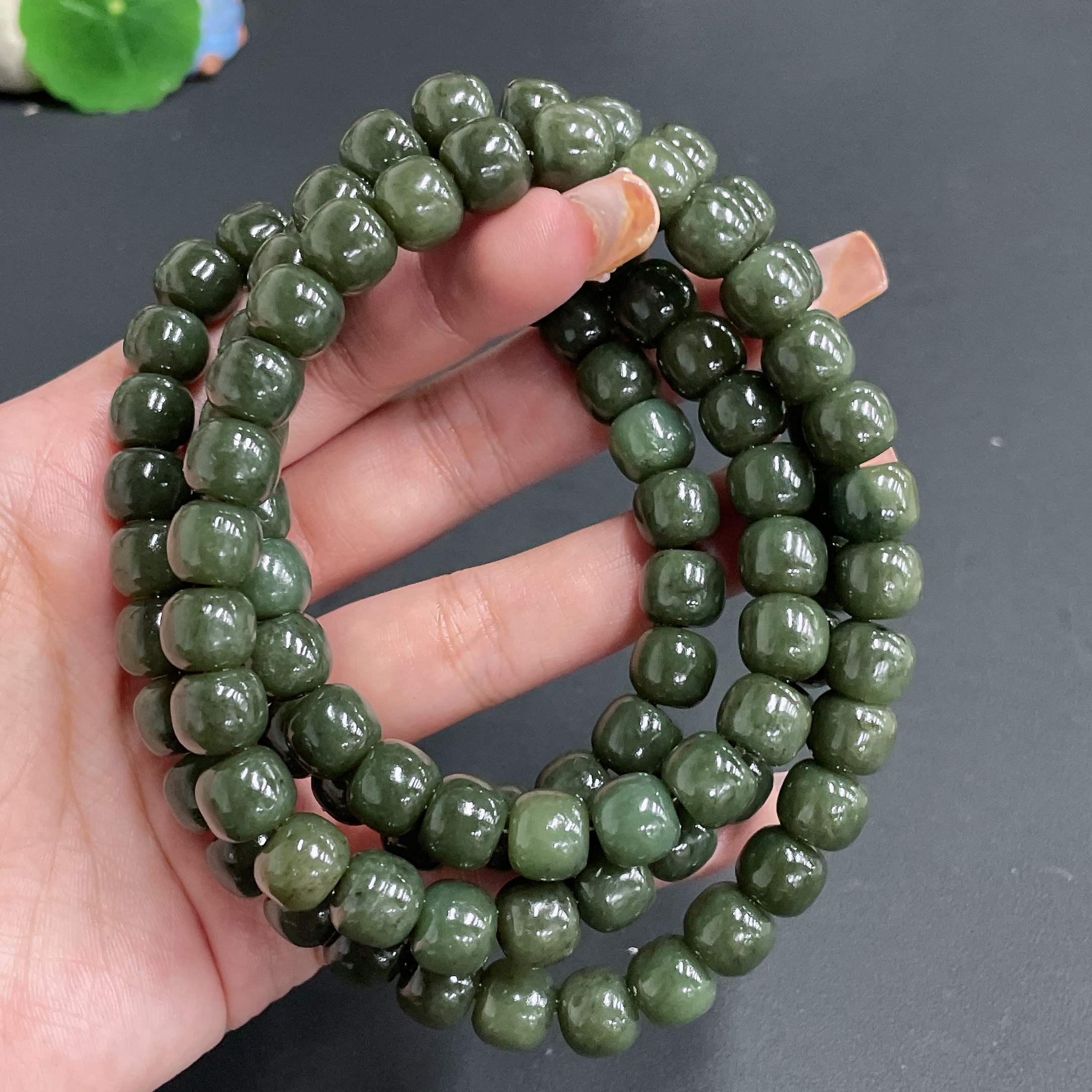 H21381183 Hetian Jade Chain Beads 10mm Approx. Total Weight 170g