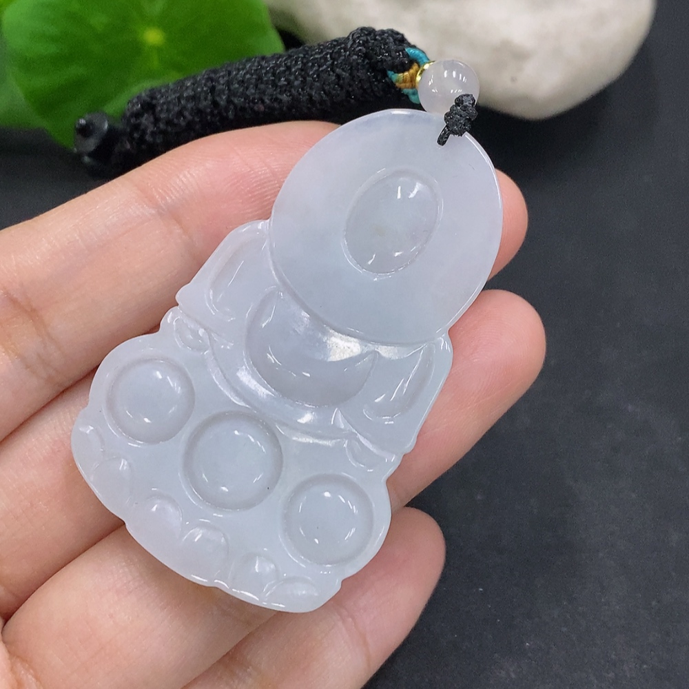 F34022288 Jadeite Guanyin Pendant Total Weight with Cord Approx. 18.3g