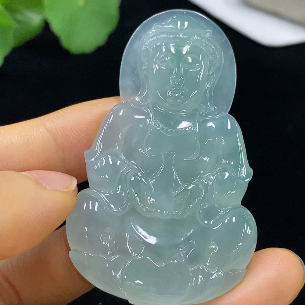 F35095285 Jadeite Guanyin Pendant Total Weight Approx. 26.33g