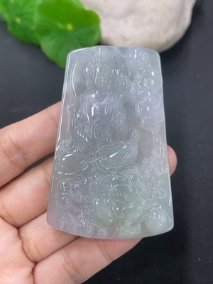 F46567378 翡翠挂件文殊 货品总约重30g