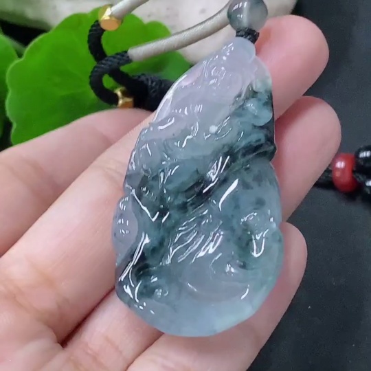 F33849692 Jadeite Pendant of Samantabhadra, Total Weight Approximately 19.65g Including String