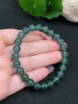 F34012355 Jadeite Beads Bracelet Approx. 8.1mm Total Weight About 21.2g
