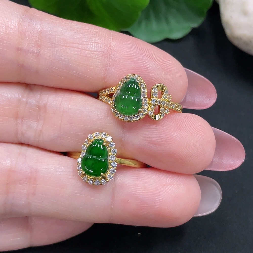 F34981985 Jadeite Inlaid Ring Sell as a Lot (Non-Gold Setting) (Adjustable)