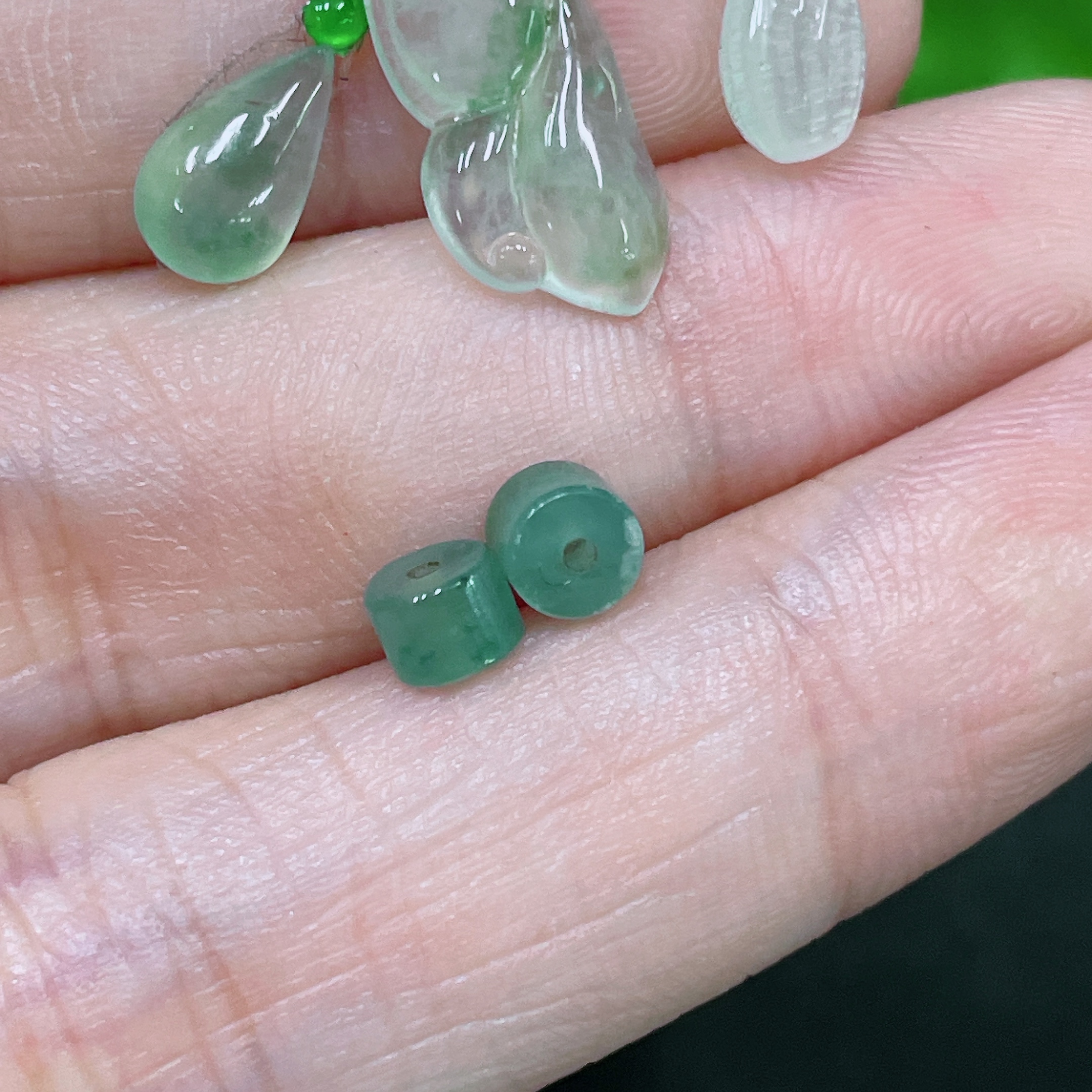 F34958004 Jadeite inlay piece,戒面, fish, water drop, peanut, bead