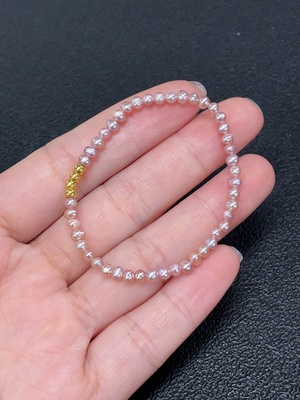 C43112145 珍珠手链 含金量99% 空心金易损 货品总重约1.9g 卡3.8mm左右
