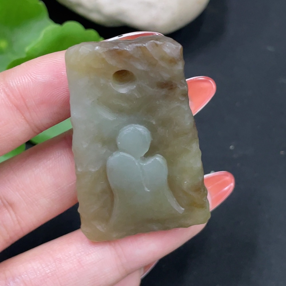 H34027439 Hetian Jade Pendant: Enlightenment Total Weight: Approx. 27.9g
