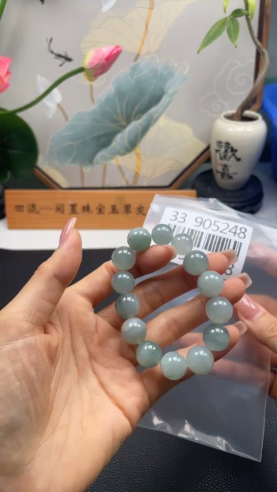 F33905248 Jadeite Bead Necklace Approx. 13mm Total Weight Approx. 52.3g