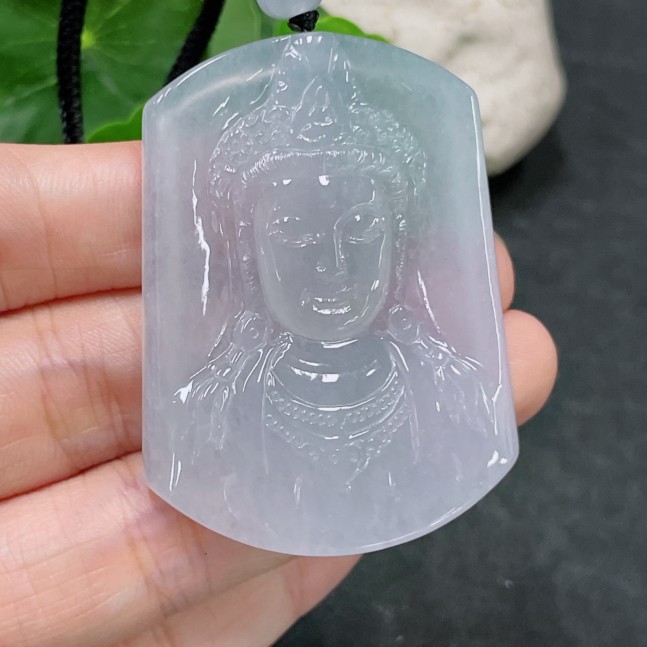 F32811584 Jadeite Pendant Guanyin with Cord Total Weight Approx. 27.84g