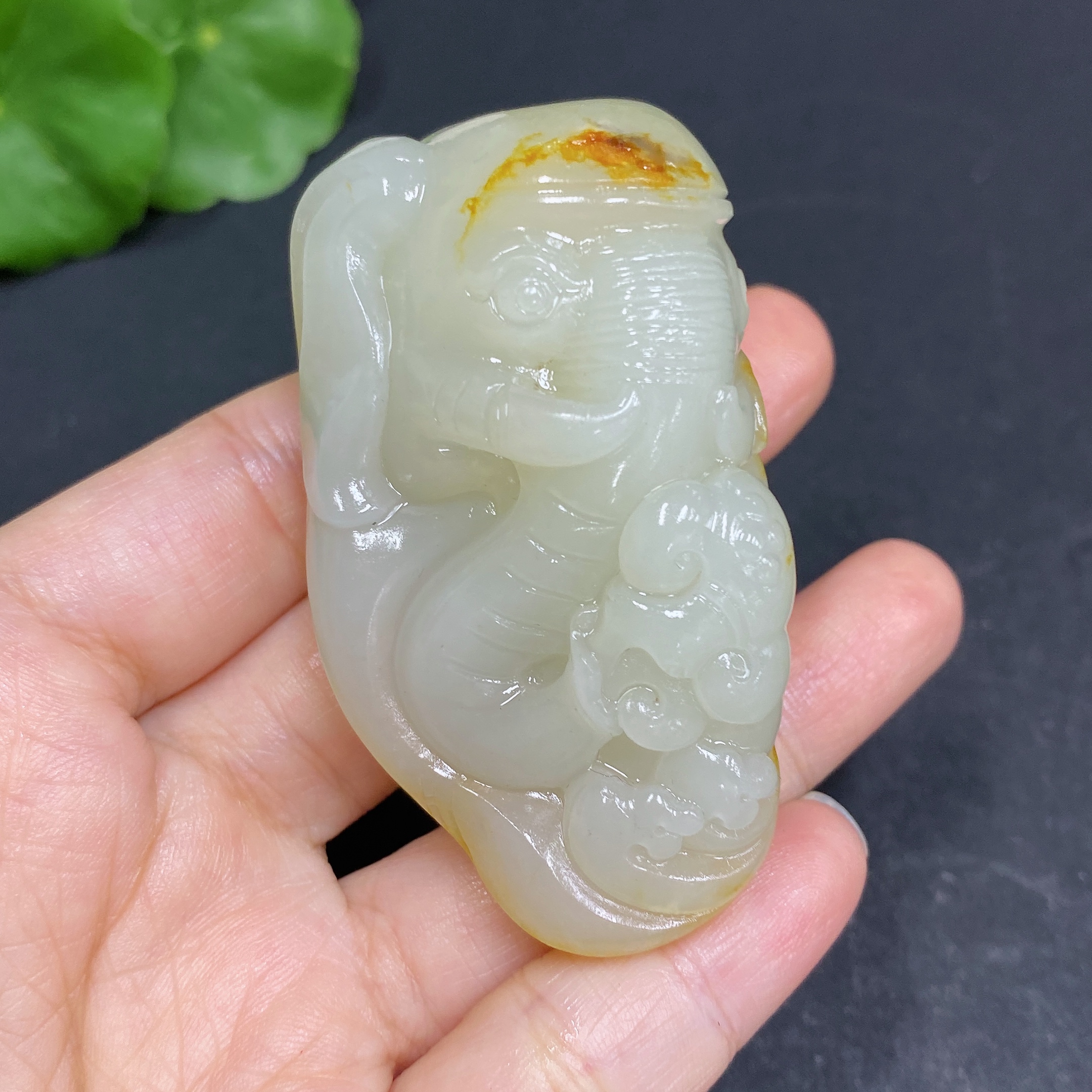 H34969436 Hetian Jade Pendant, Elephant, Total Weight Approx. 84.7g, Undetermined Skin Color Origin