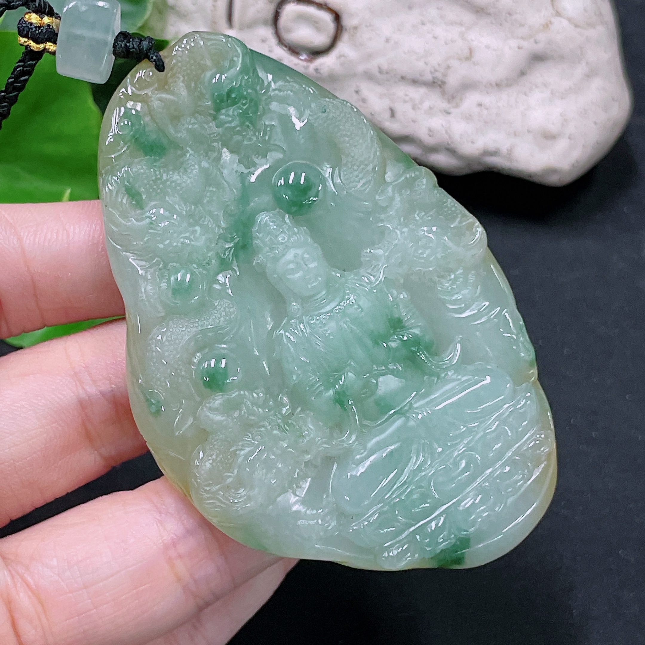 F33919282 Jadeite Divine Dragon Protector Pendant