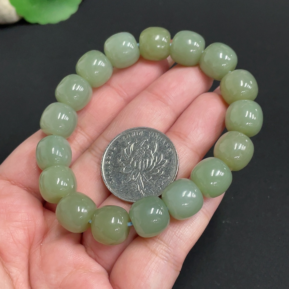 H34073904 Hetian Jade Bracelet Card 11.6 mm Approx. Total Weight About 45.7g