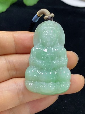 F33910483 Jadeite Guanyin Pendant Total Weight Approx. 20.84g (Including Rope)