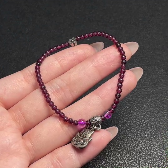 C34008988 Garnet Bracelet Non-Gold Total Weight Approx.5.86g Size About 3mm