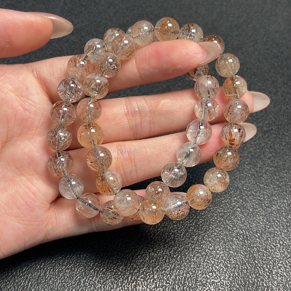 C34066600 Crystal Bracelet with Visible Organic Inclusions, Total Weight Approx. 44.3g, Sell as a Lot