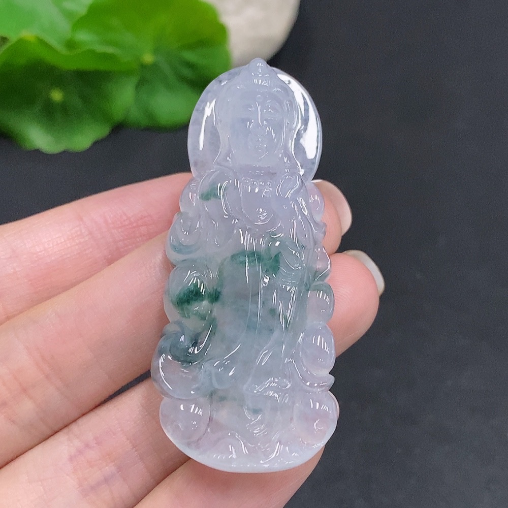 F34060507 Jadeite Guanyin Pendant Total Weight Approx. 22.5g