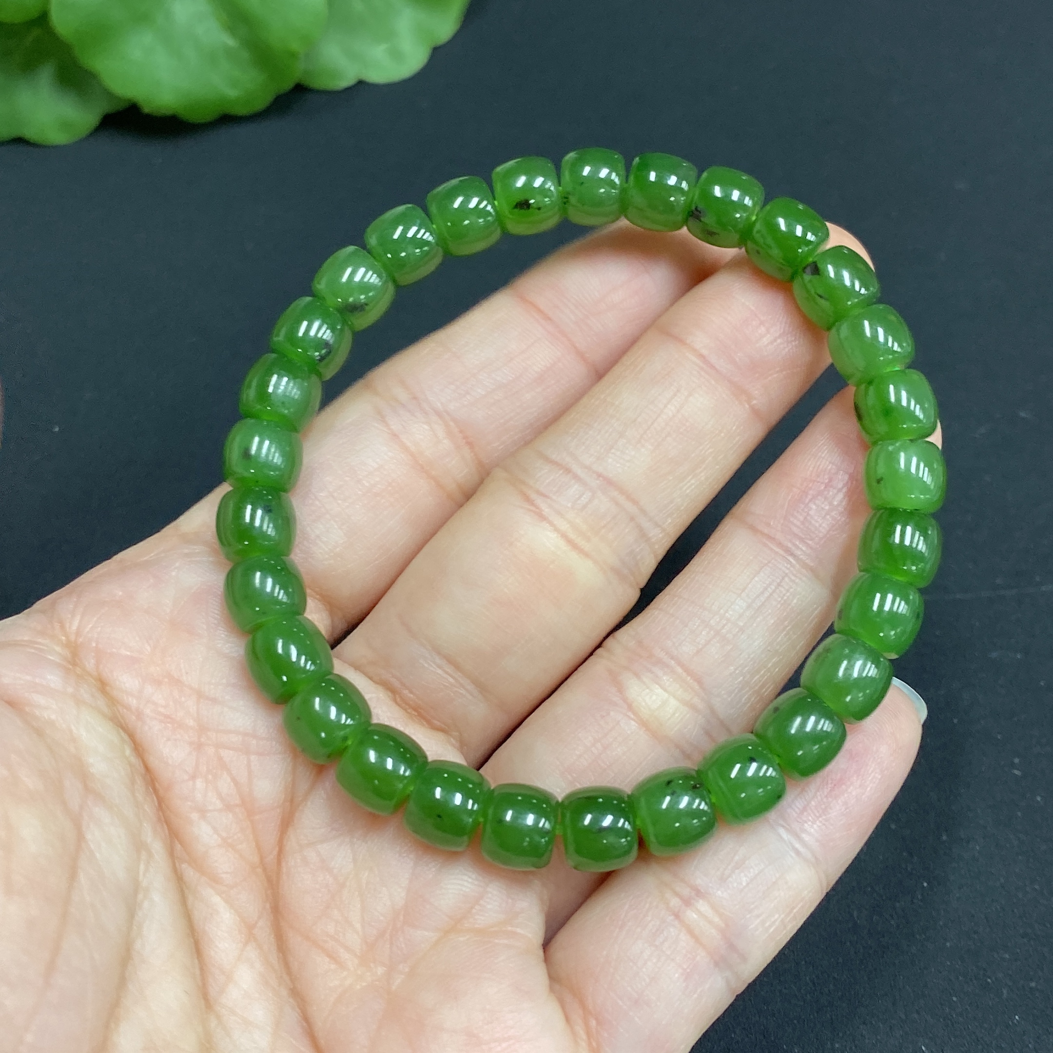 H34985301 Hetian Jade Jasper Bracelet Approx. 6.7mm Total Weight About 16.2g