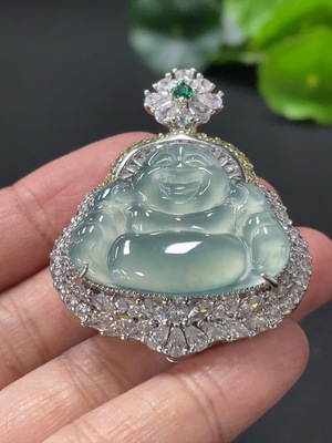 F29355641 Jadeite Buddha Inlaid Pendant Non-Gold Inlaid Total Weight About 20.2g