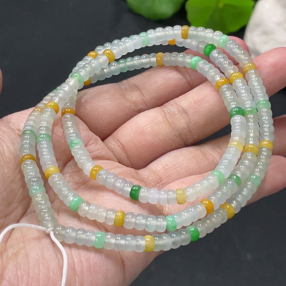 F32720737 Jadeite Bead Necklace Total Weight Approximately 28.1g Bead Size 4.4mm Color Origin Undetermined
