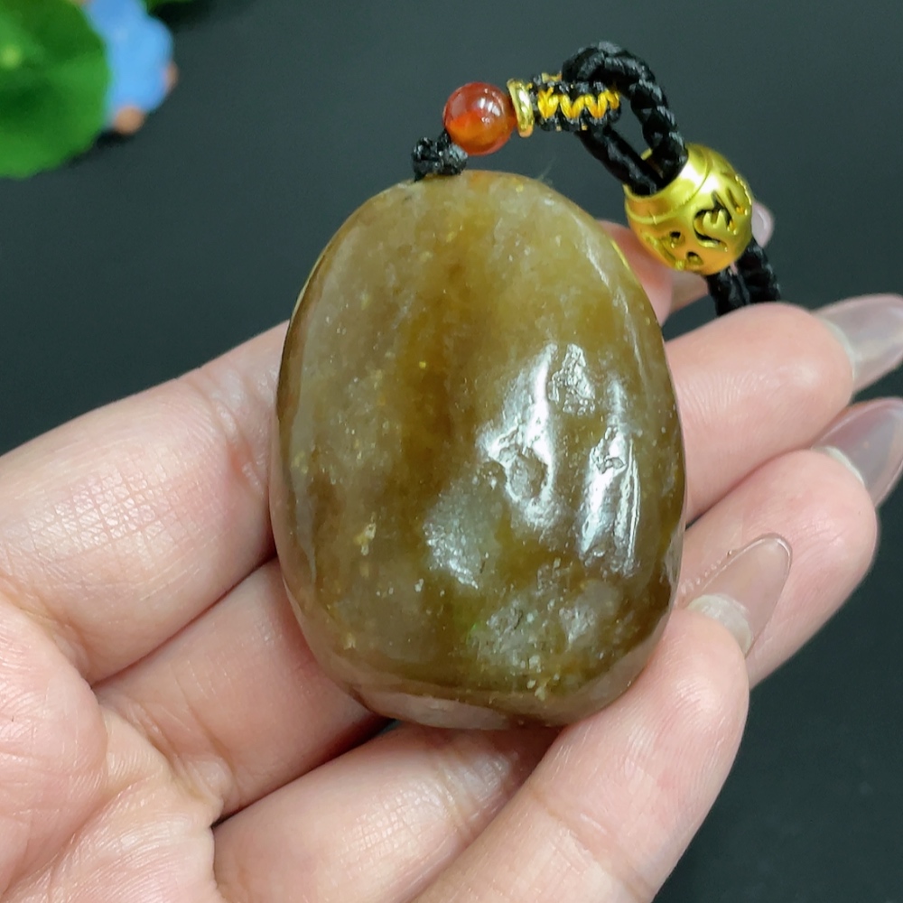 H26015704 Hetian Jade Handheld Carving "Lotus Leaf and Fish