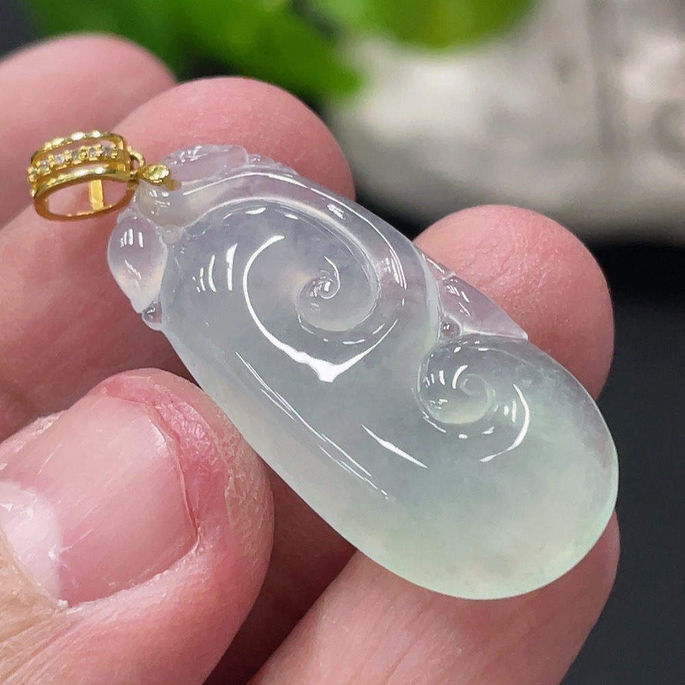F34060995 Jadeite Pendant Ruyi 18K Non-Diamond Total Weight Approx. 3.66g (Excluding Rope)
