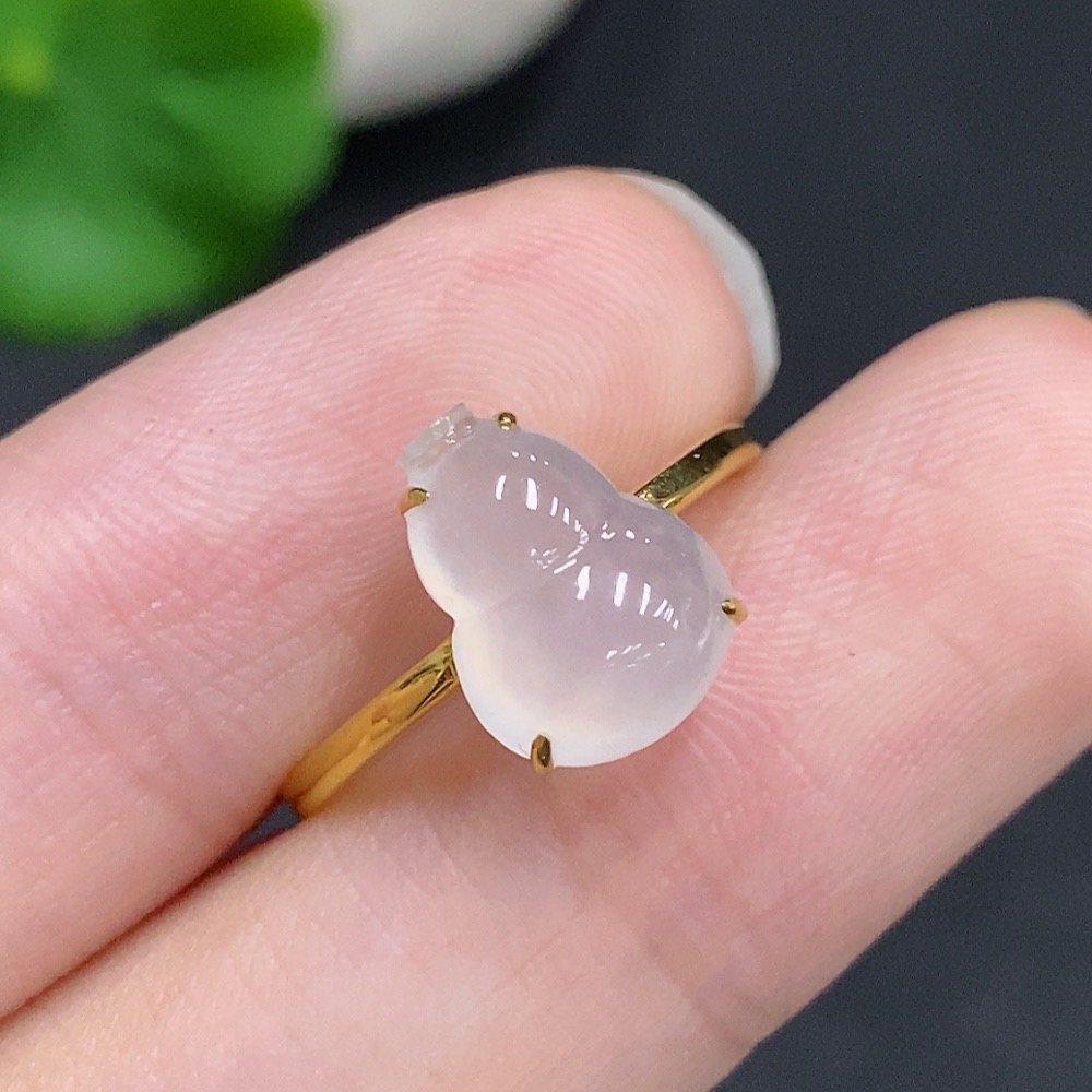 F33942004 Jadeite Gourd Inlay Ring 18k Gold Total Weight Approx.1.6g Size 12
