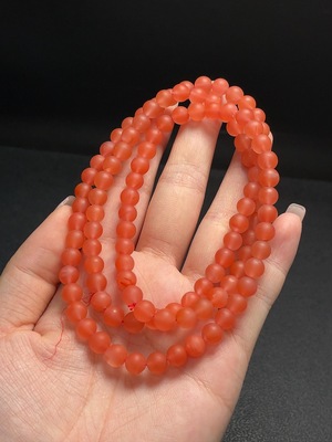 C27133040 South Red Agate Bead Strand Approximately 6.6mm Total Weight About 43.41g Visible Organic Matter