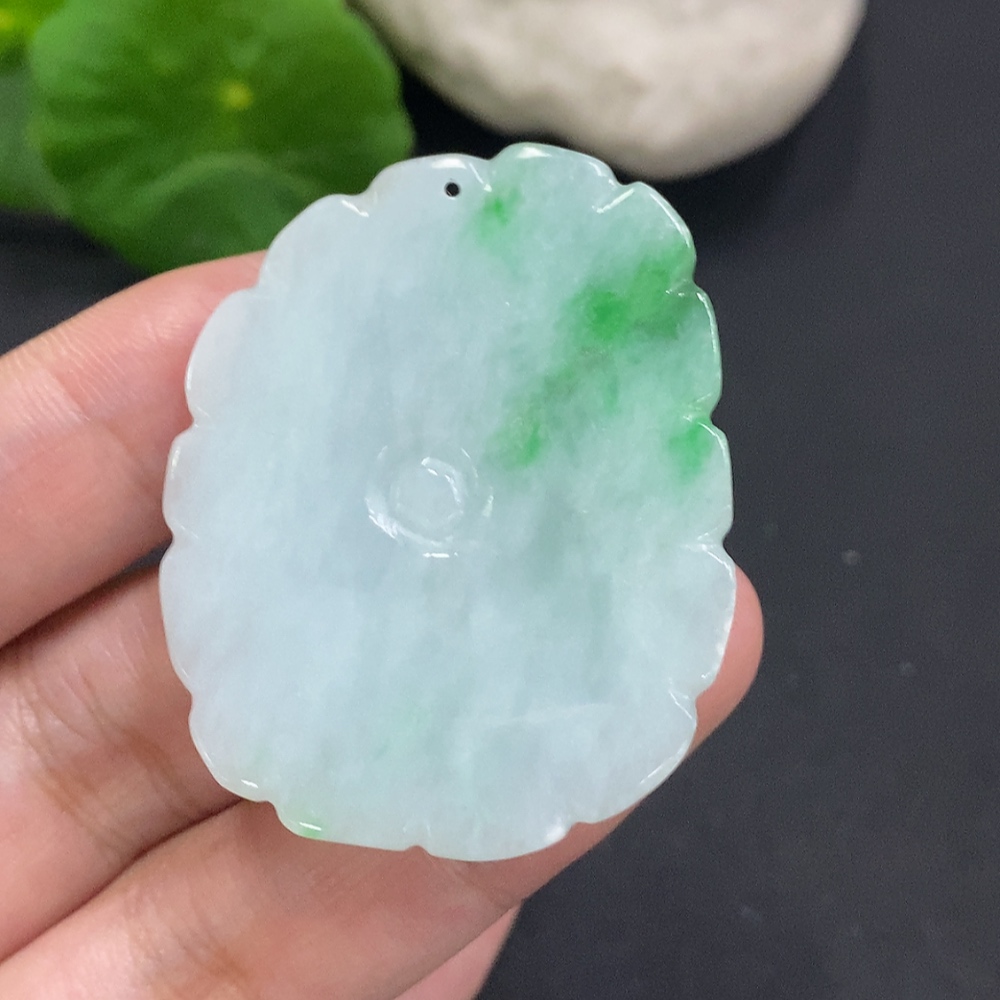 F33883416 Jadeite Lotus Leaf Pendant Total Weight Approx. 17.6g