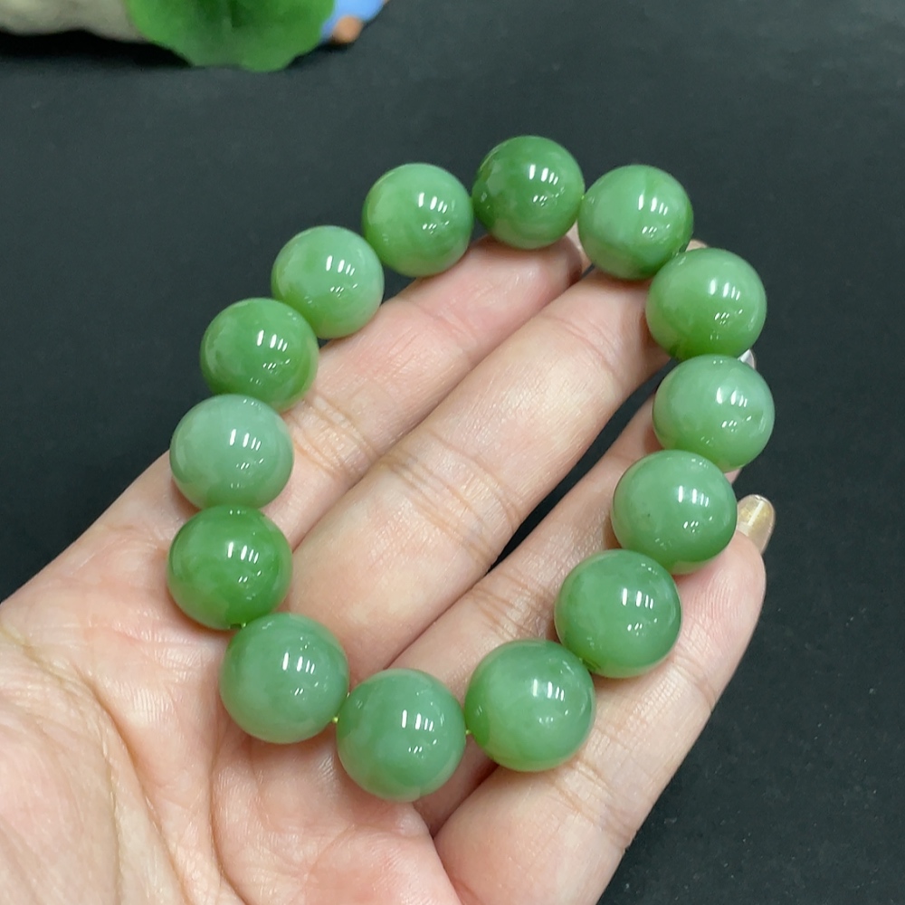 H32699697 Hetian Jade Bracelet, Approx. 14.1mm, Total Weight Approx. 62.7g
