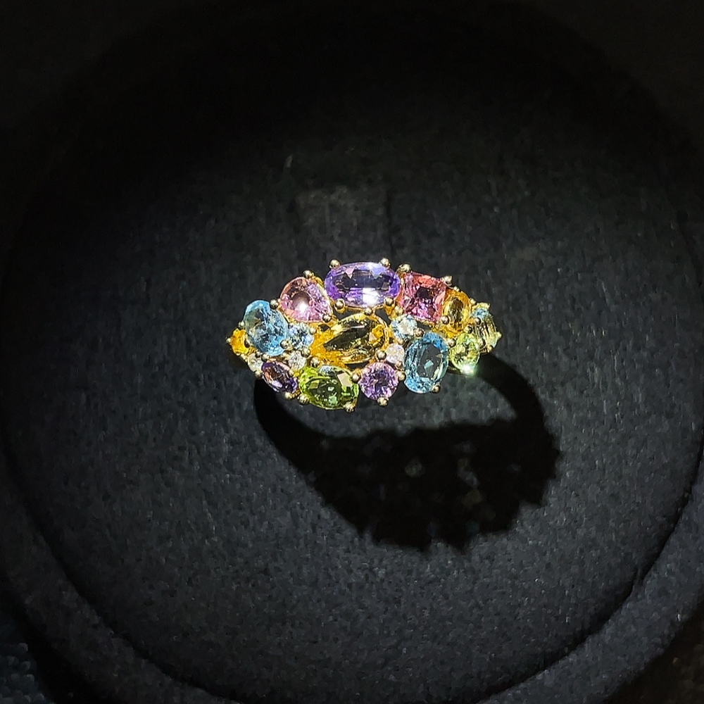 C32815849 Topaz (color origin undetermined) + Crystal + Peridot + Tourmaline + Diamond