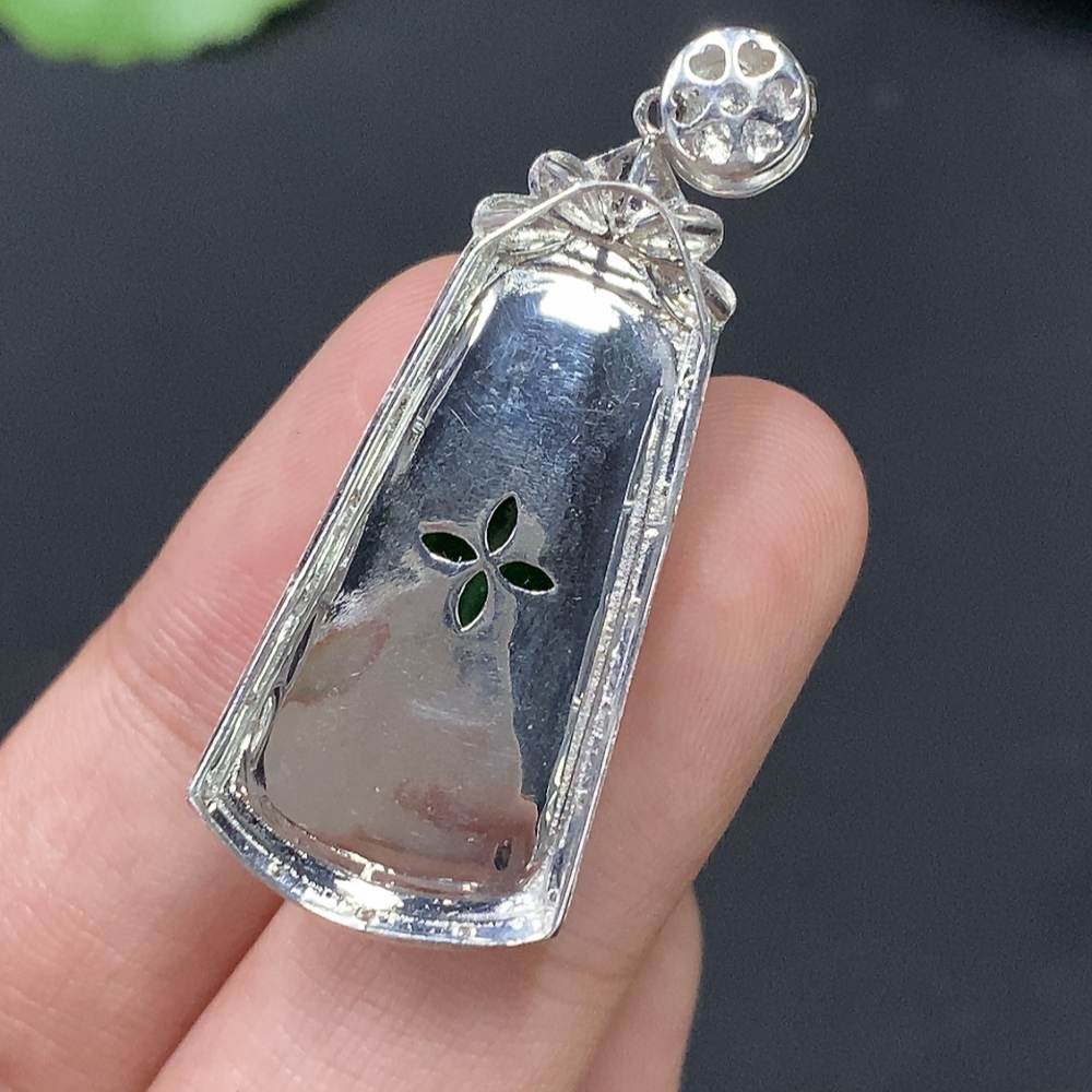 F27057340 Jadeite Landscape Inlay with 18k Gold, Total Weight Approx. 4.57g