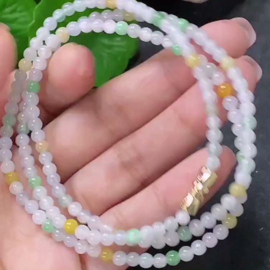 F34043238 Jadeite Bead Necklace Approx. 3.6mm Non-Gold Total Weight Approx. 13.56g