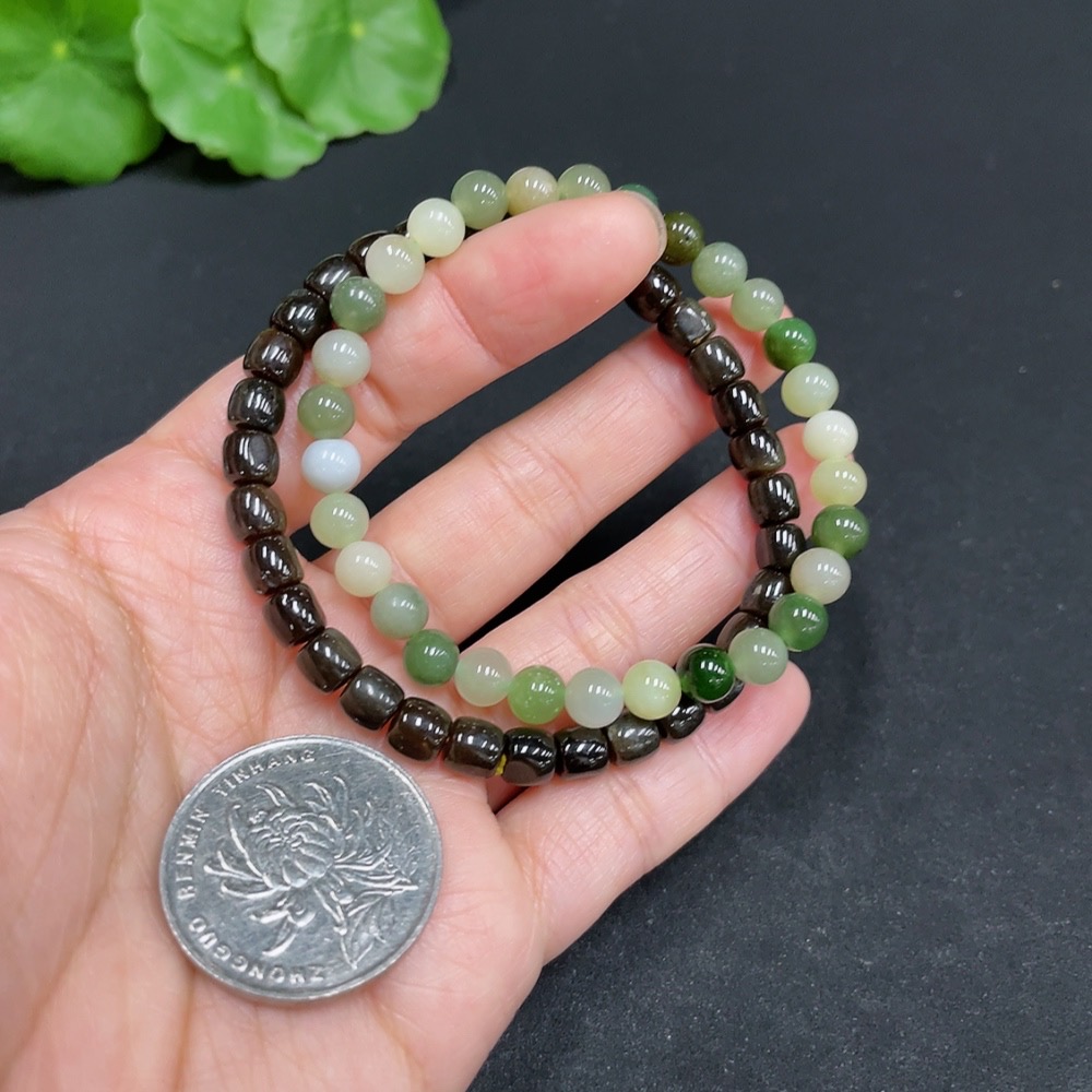 H35102443 Hetian Jade Bracelet, Approx. 5.9mm Beads, Total Weight About 20.6g