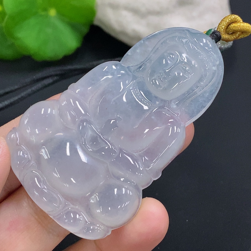 F28232252 Jadeite Guanyin Pendant (Total Weight with Rope: Approx. 31g)