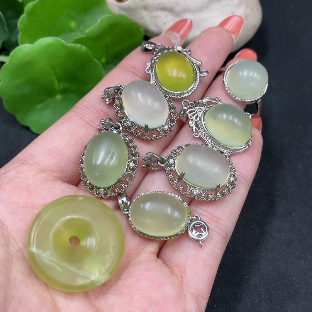 H35085024 Xiuyu (Serpentine Jade) Inset Adjustable Ring + Bracelet + Pendant Non-Gold Total Weight Approx. (Incl. Chain) 37.2g