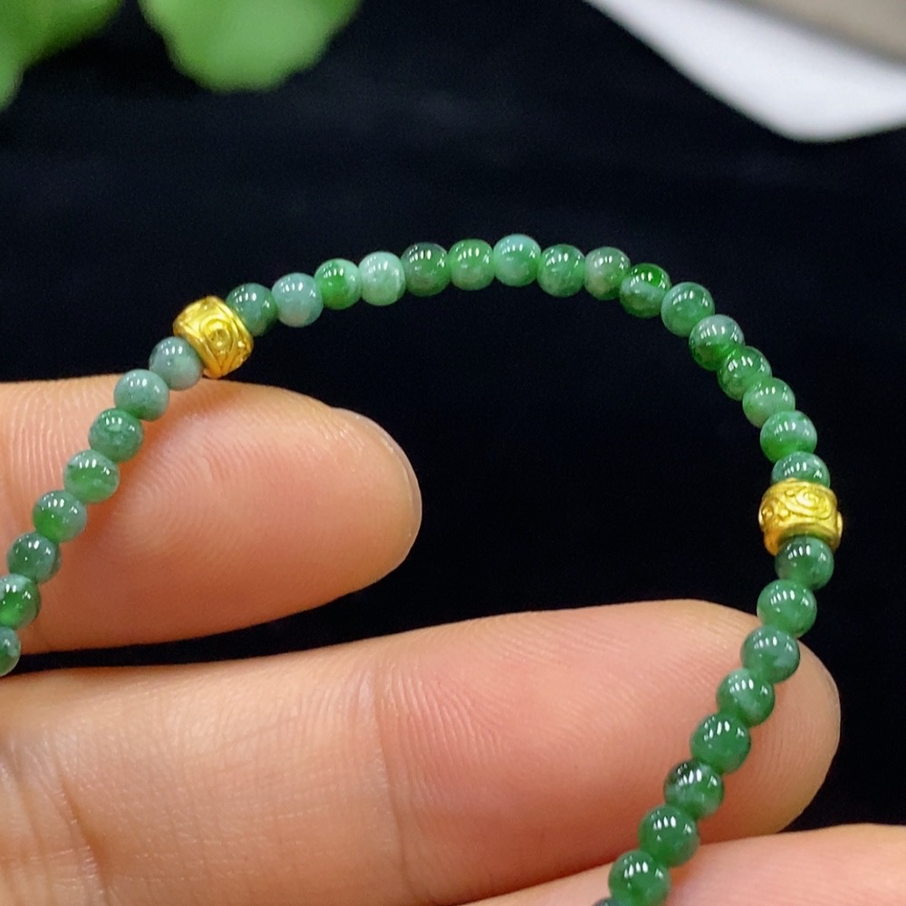 F33911729 Jadeite Beads Bracelet Approx. 2.8mm Total Weight Approx. 3.5g Non-Gold