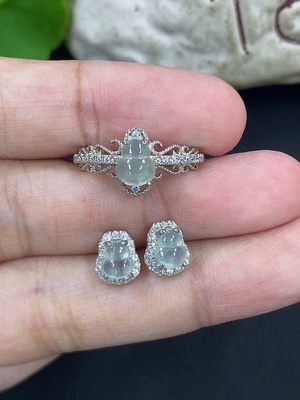 F46598659 翡翠耳饰+戒指 非金 一手走
