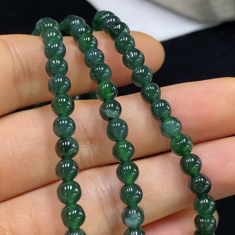 F35094630 Jadeite Bead Necklace approx. 4.8mm Non-Gold Total Weight approx. 27.79g